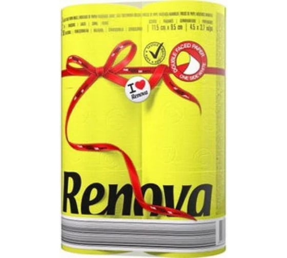 Туалетная бумага Renova 2 слоя, 6 рулонов Yellow, упаковка 5601028020787 1
