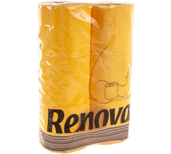 Туалетная бумага Renova 2 слоя, 6 рулонов Yellow, упаковка 5601028020787