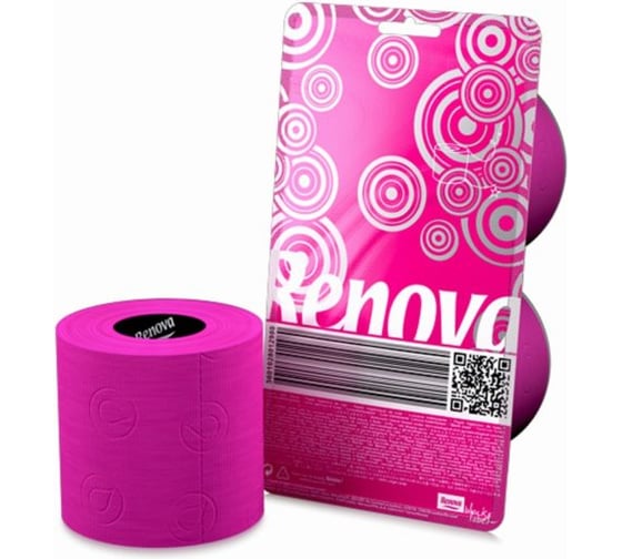 Туалетная бумага Renova 3 слоя, 2 рулона Fucsia, упаковка 5601028012980