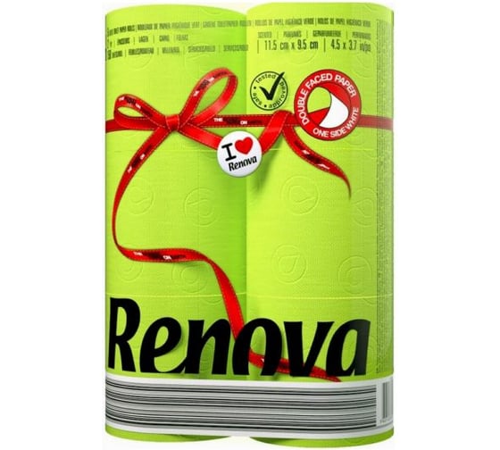 Туалетная бумага Renova 2 слоя, 6 рулонов Green, упаковка 5601028020749 1