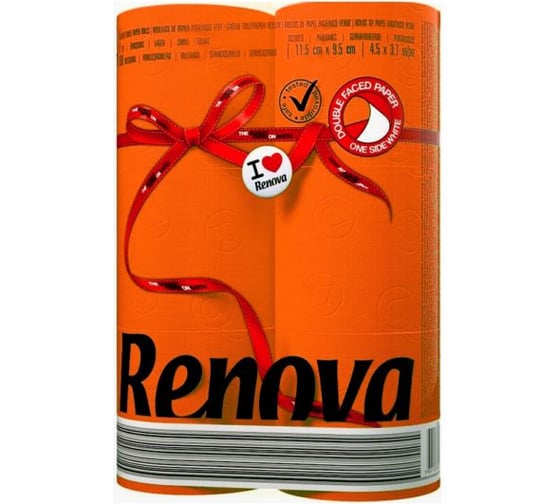 Туалетная бумага Renova 2 слоев, 6 рулонов Orange, упаковка 5601028020794 1