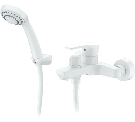 Смеситель для ванной Elghansa однорычажный, с душевым комплектом 2322519-White