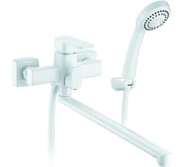 Смеситель для ванной Elghansa однорычажный, с душевым комплектом 5302235-White