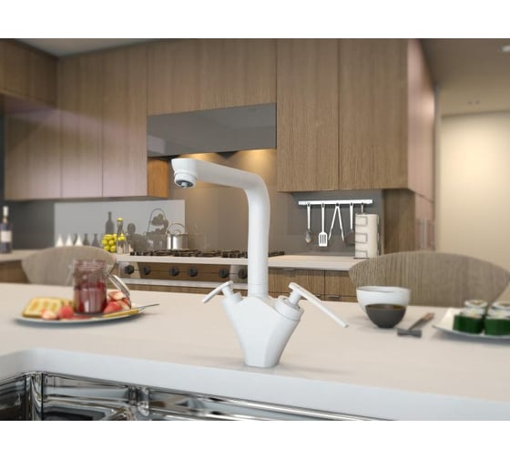 Смеситель для кухни Elghansa KITCHEN Color White, для фильтра 56A5981