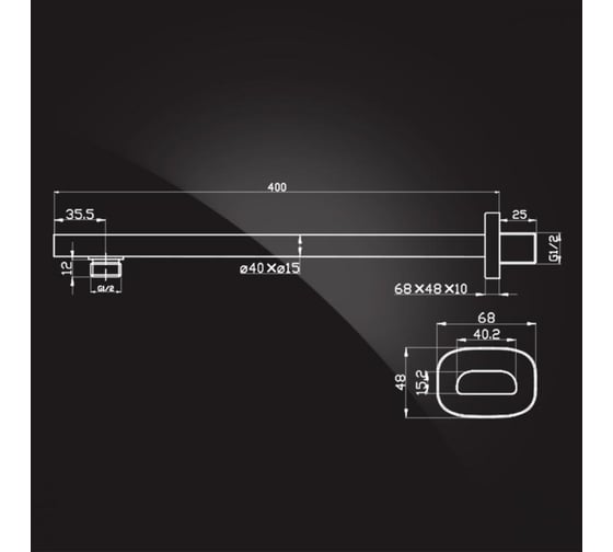 Кронштейн для верхнего душа Elghansa 400х40х15 мм, SoftLine CR-54