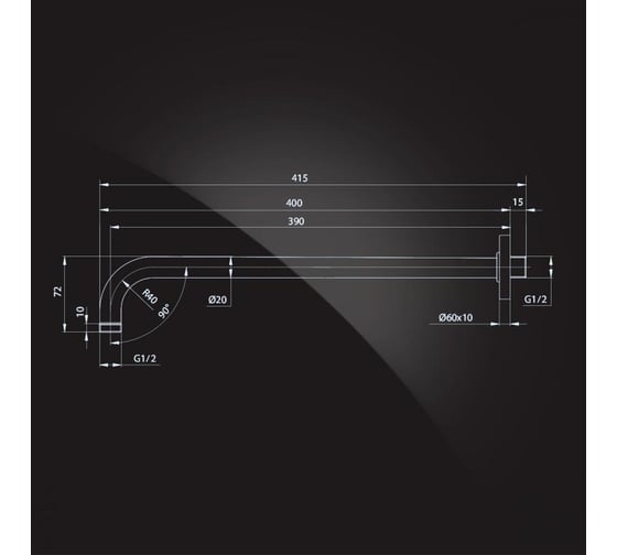 Кронштейн для верхнего душа Elghansa 390х20 мм, RoundLine CR-38
