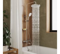 Смеситель термостатический для ванны Milardo Ideal Spa со стойкой и тропической лейкой, глянцевый хром ILSSBTHM06