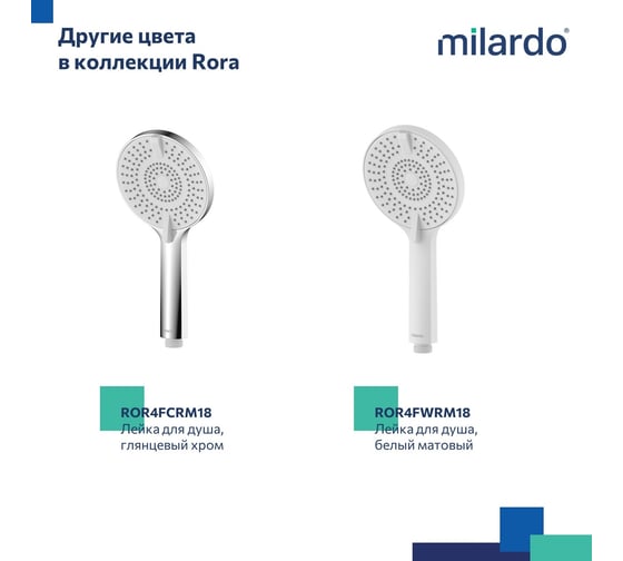 Лейка для душа Milardo Rora 4F, черная матовая ROR4FBRM18