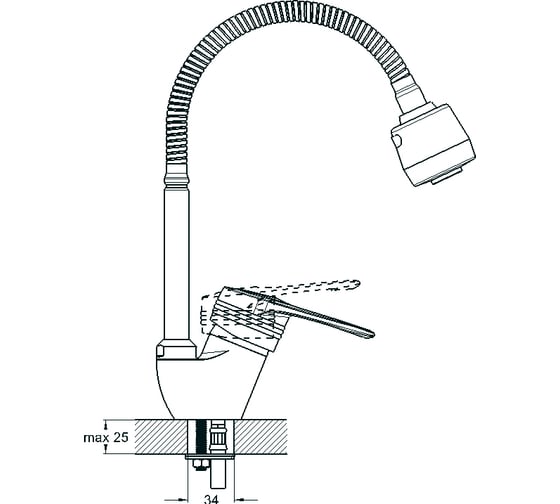 Смеситель для кухни Solone с гибким изливом LOP4-B043