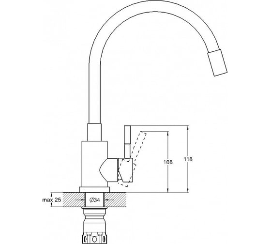 Смеситель для кухни Solone с гибким цветным изливом EZA4-F090KB