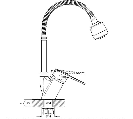 Смеситель для кухни Solone с гибким изливом KAK4-B043