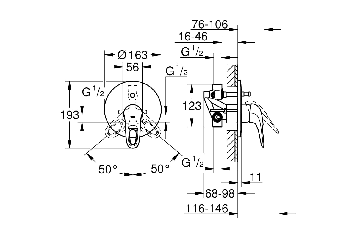 Смеситель для ванны Grohe Eurostyle 2015 скрытый монтаж 33637003 ...