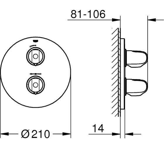 Термостат для душа Grohe Grohtherm 1000 New комплект верхней монтажной части 19984000