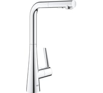 Смеситель для мойки Grohe Zedra с выдвижной лейкой, L-образный излив с 2 режимами струи 32553002