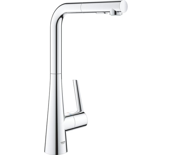 Смеситель для мойки Grohe Zedra с выдвижной лейкой, L-образный излив с 2 режимами струи 32553002