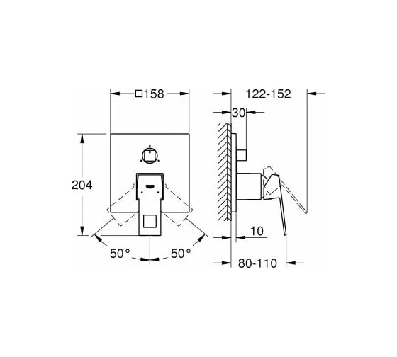 Смеситель для ванны Grohe Eurocube однорычажный, с переключателем на 3 положения 24094000
