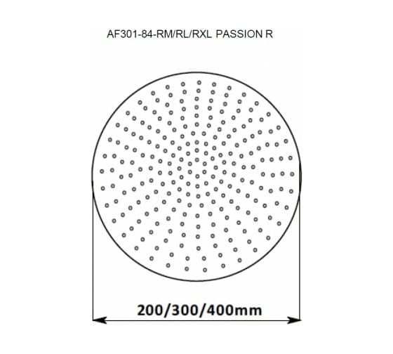 Верхний душ Aquanet AF301-84-RXL PASSION R, XL-size Ф400x2 мм, круг, нержавеющий полир. 00242980