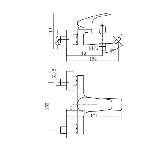 Смеситель для ванны Aquanet AF330-20C Static хром 00237442