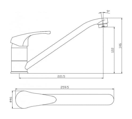 Смеситель для кухни Aquanet AF100-40С Practic стандарт хром 00216749