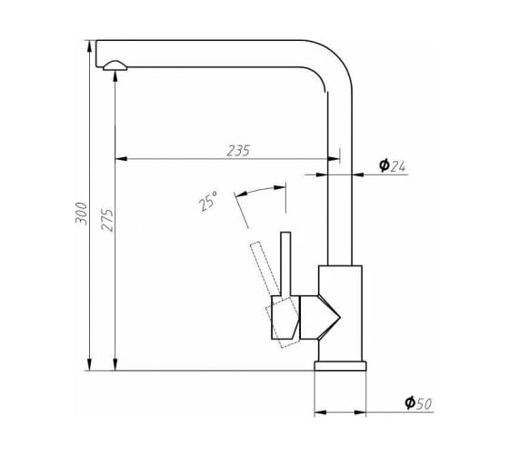 Смеситель для кухни Aquanet AF211-41S Steel сталь, сатин 00228450