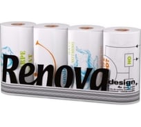 Бумажные полотенца Renova 2 слоя, 4 рулона Design, 80 отрывов 5601028012775
