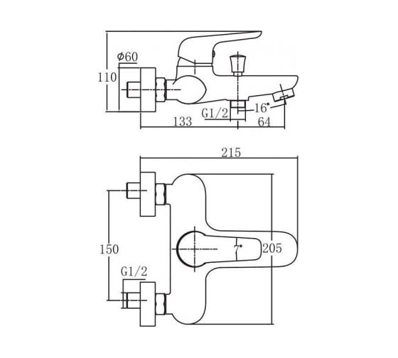 Смеситель для ванны Aquanet хром AF430-20С Pragmatic 00216768