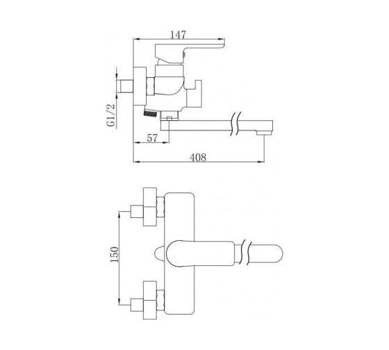 Смеситель для ванны Aquanet AF520-21СW Arctic с длинным изливом, хром/белый 00216778