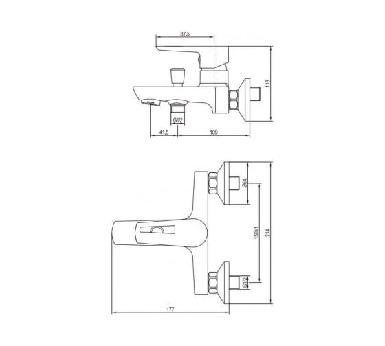 Смеситель для ванны Aquanet AF320-20С Logic хром 00216764