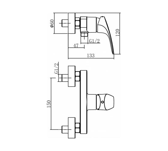 Смеситель для душа, хром Aquanet AF330-30C Static 00237443