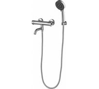 Смеситель для ванны Aquanet AF210-21TS Steel терм, шланг, лейка, сталь, сатин 00242968