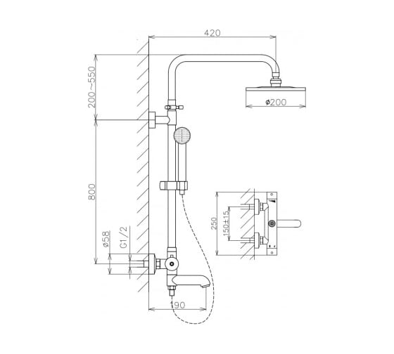 Душевая колонна Aquanet AF210-72S Steel сталь, сатин 00242970
