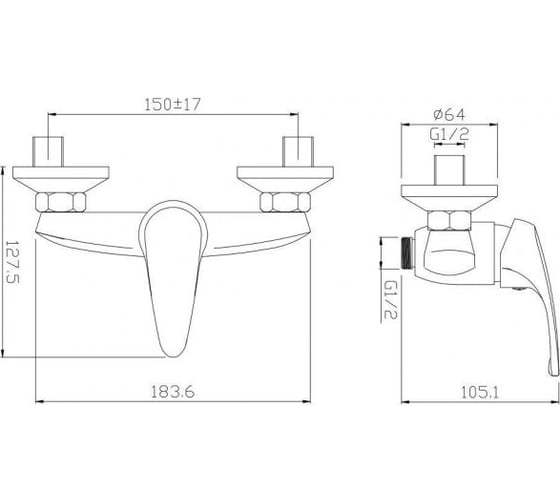 Смеситель для душа Aquanet AF100-30С Practic хром 00216747