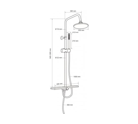 Душевая колонна Aquanet AF430-70-R-C Pragmatic R круглый верхний душ. пластиковая, полочка, хром 00243322