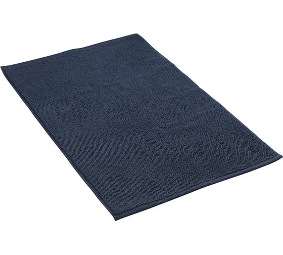 Коврик для ванной Tkano Essential ворсовый, из чесаного хлопка, темно-синего цвета, 50x80 см TK20-BM0002