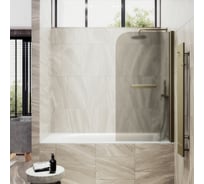 Шторка поворотная на монопетле MaybahGlass 1400х500 мм, толщина 6 мм, бронза матовая + полотенцедержатель MGV-772-2