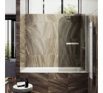 Шторка поворотная на монопетле MaybahGlass 1400х500 мм, толщина 6 мм, бронза матовая + полотенцедержатель MGV-772-5