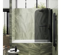 Шторка поворотная на монопетле MaybahGlass 1400х500 мм, толщина 6 мм, графит матовый + полотенцедержатель MGV-774-6