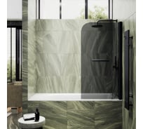 Шторка поворотная на монопетле MaybahGlass 1400х400 мм, толщина 6 мм, графит + полотенцедержатель MGV-767-6