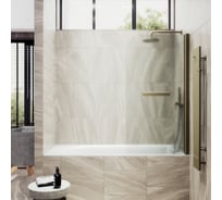 Шторка поворотная на монопетле MaybahGlass 1400х500 мм, толщина 6 мм, сатин + полотенцедержатель MGV-775-2