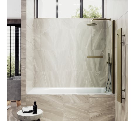 Шторка поворотная на монопетле MaybahGlass 1400х600 мм, толщина 6 мм, бесцветное + полотенцедержатель MGV-776-2