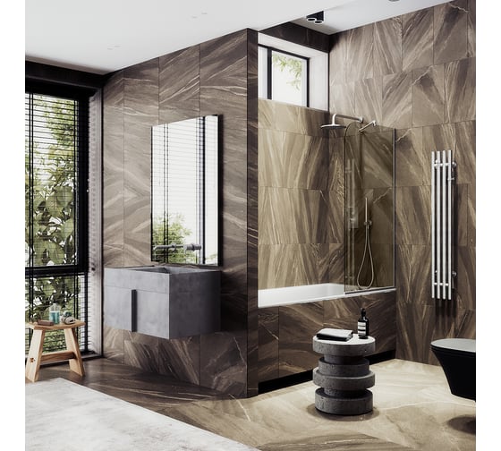 Шторка для ванны в узком профиле MaybahGlass MGV-127-5у