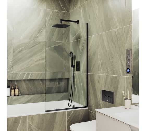Шторка для ванны в узком профиле MaybahGlass MGV-63-6у 1