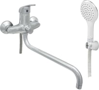 Смеситель для ванны ЦС однорук. СМ 300-7 D35 М-42 круглый излив D24 L-350 мм, лейка соната D120 мм СТ300150