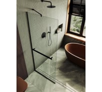 Душевая перегородка MaybahGlass в узком профиле 1950х1090 мм, стекло бесцветное 8 мм + полотенцедержатель MGD-708-6у