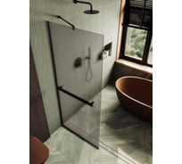 Душевая перегородка MaybahGlass в узком профиле 1950х1090 мм, стекло бронза матовая 8 мм + полотенцедержатель MGD-710-6у