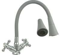 Смеситель ЦС BELL елочка СМ 25г К ЭКО М_Крест гибкий силиконовый излив серый ЭМ902076