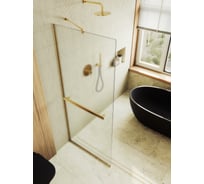 Душевая перегородка MaybahGlass в узком профиле, 1950х1090 мм, стекло сатин 8 мм, + полотенцедержатель MGD-713-3у