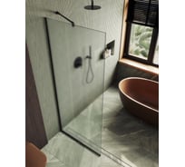 Душевая перегородка MaybahGlass в узком профиле, 1950х1090 мм, стекло сатин 8 мм, MGD-680-6у