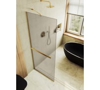 Душевая перегородка MaybahGlass в узком профиле, 1950х690 мм, стекло бронза матовая 8 мм + полотенцедержатель MGD-722-3у