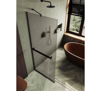 Душевая перегородка MaybahGlass в узком профиле, 1950х690 мм, стекло бронза матовая 8 мм + полотенцедержатель MGD-722-6у